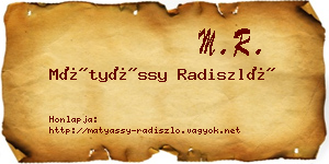 Mátyássy Radiszló névjegykártya